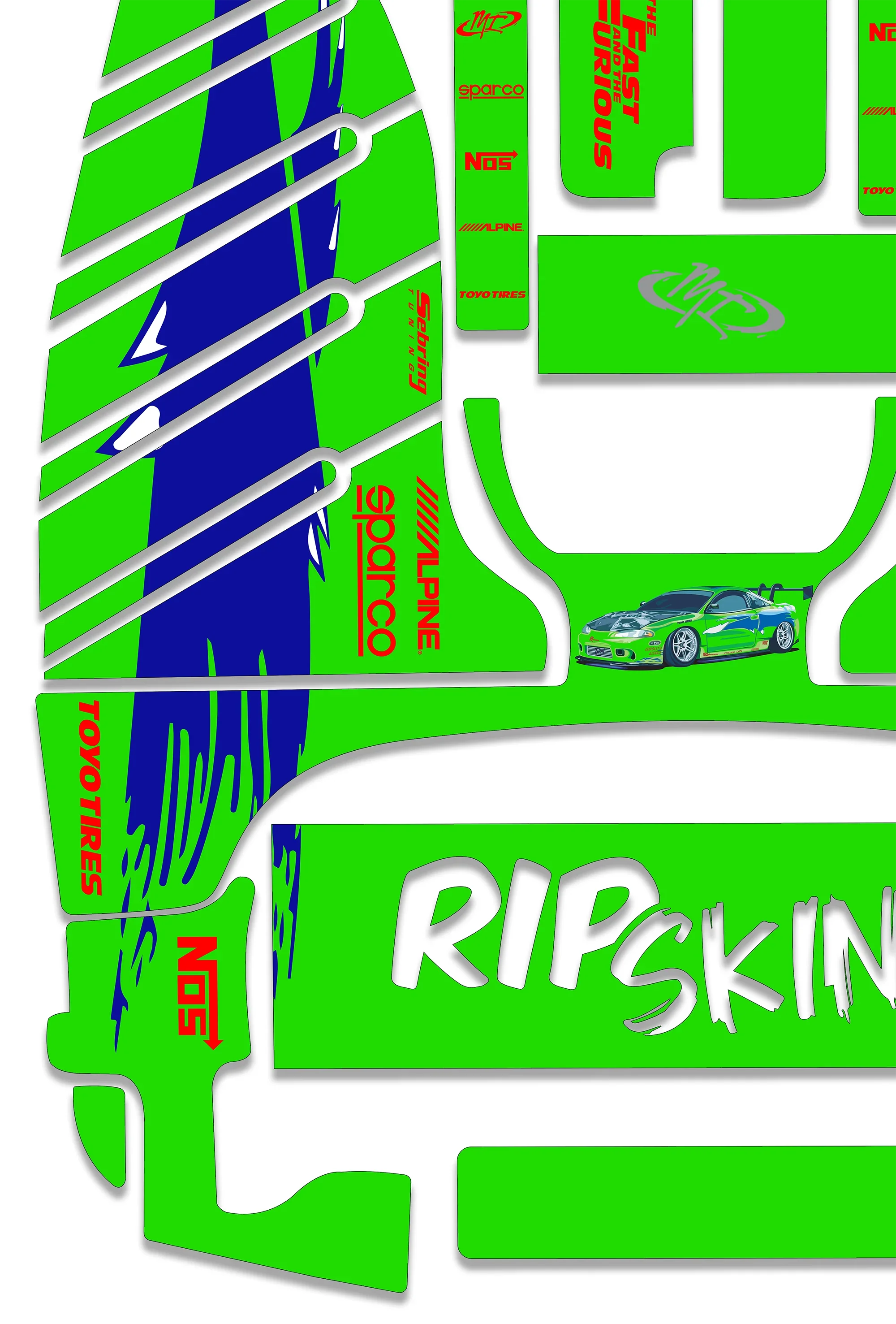 RipSkinz 'F&F Brian' Standard Crazy Cart Livery Kit - Image 3