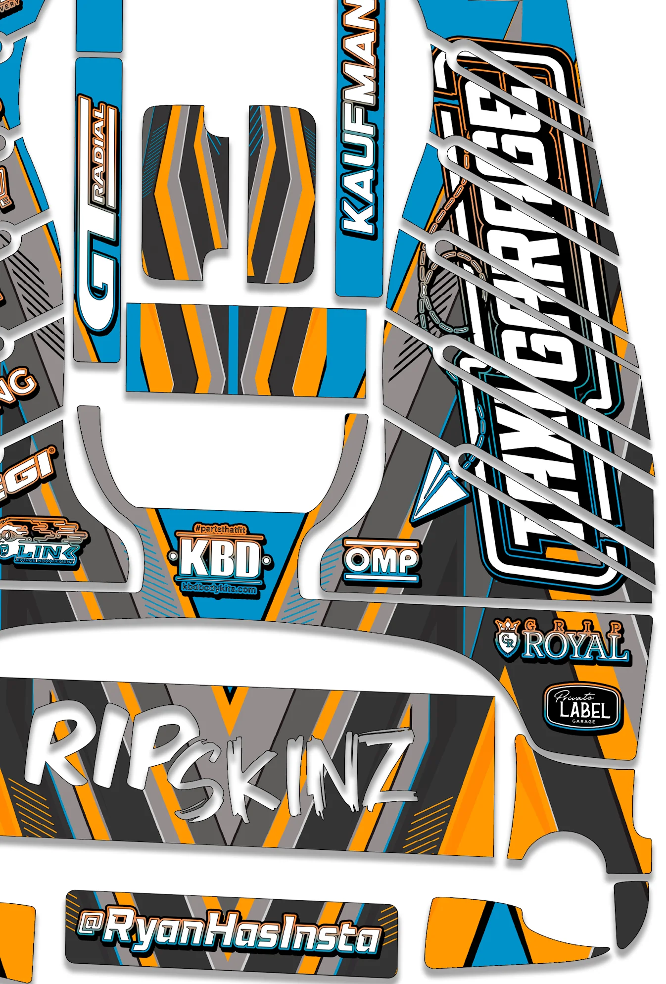 'Ryan Kaufman Formula Drift Signature Model' RipSkinz Standard Crazy Cart Livery Kit - Image 3