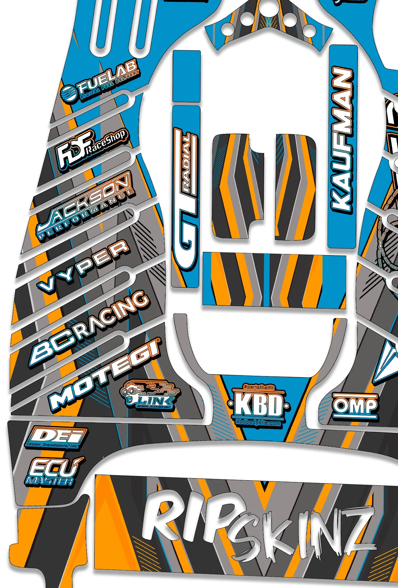'Ryan Kaufman Formula Drift Signature Model' RipSkinz Standard Crazy Cart Livery Kit - Image 4